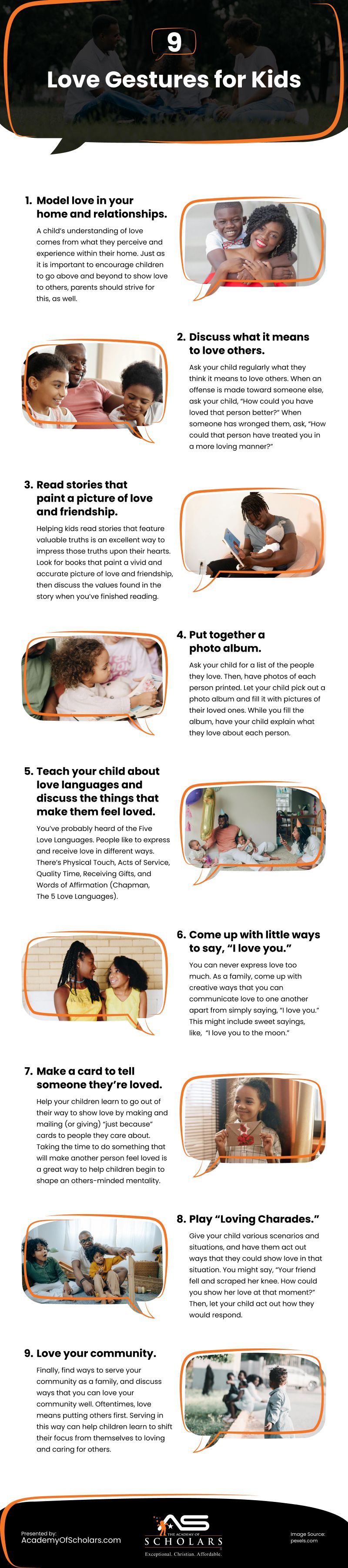 9 Love Gestures for Kids Infographic