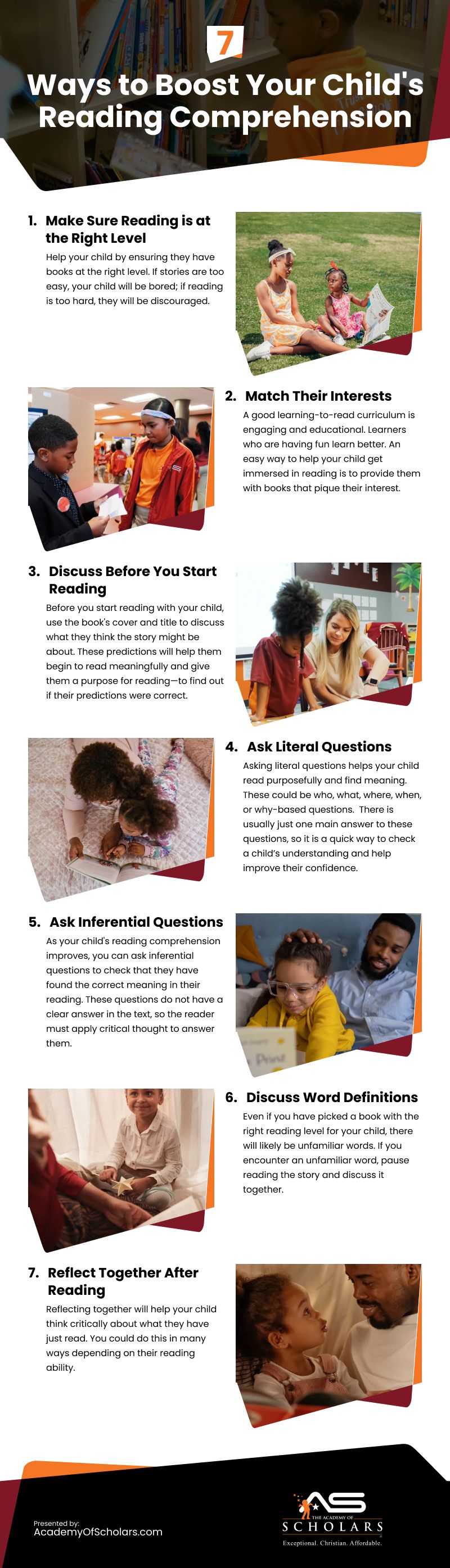 7 Ways to Boost Your Child's Reading Comprehension Infographic