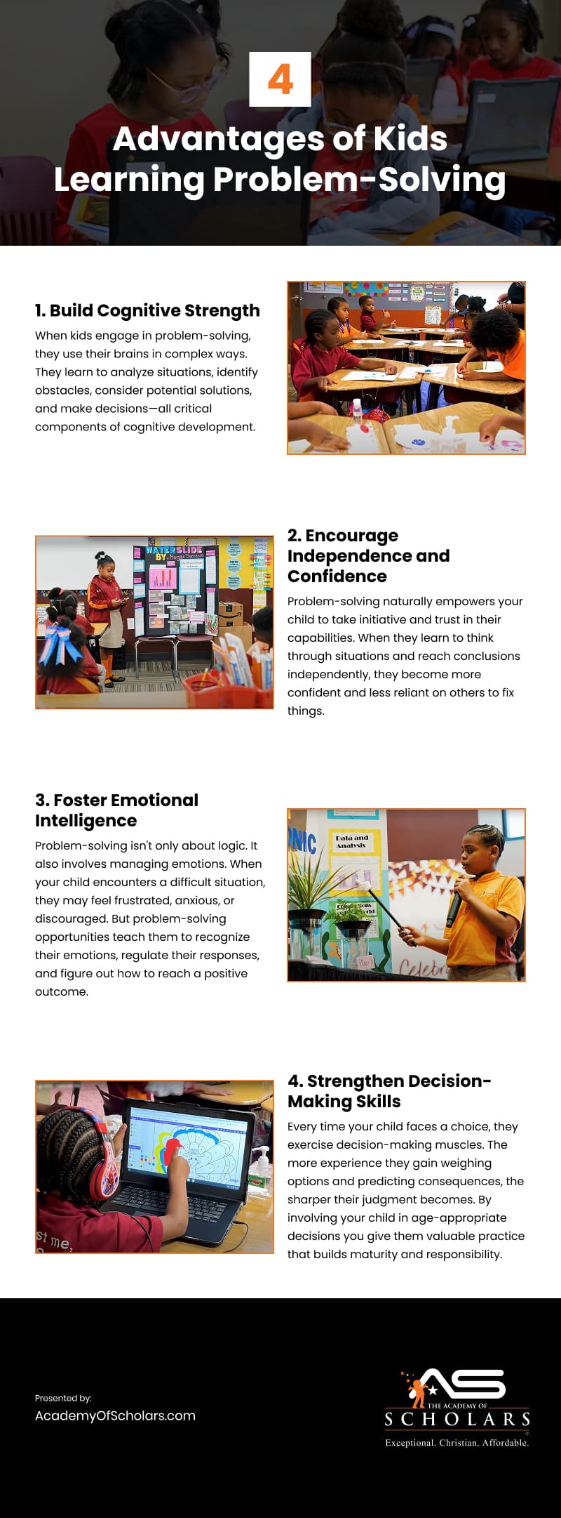 4 Advantages of Kids Learning Problem-Solving Infographic