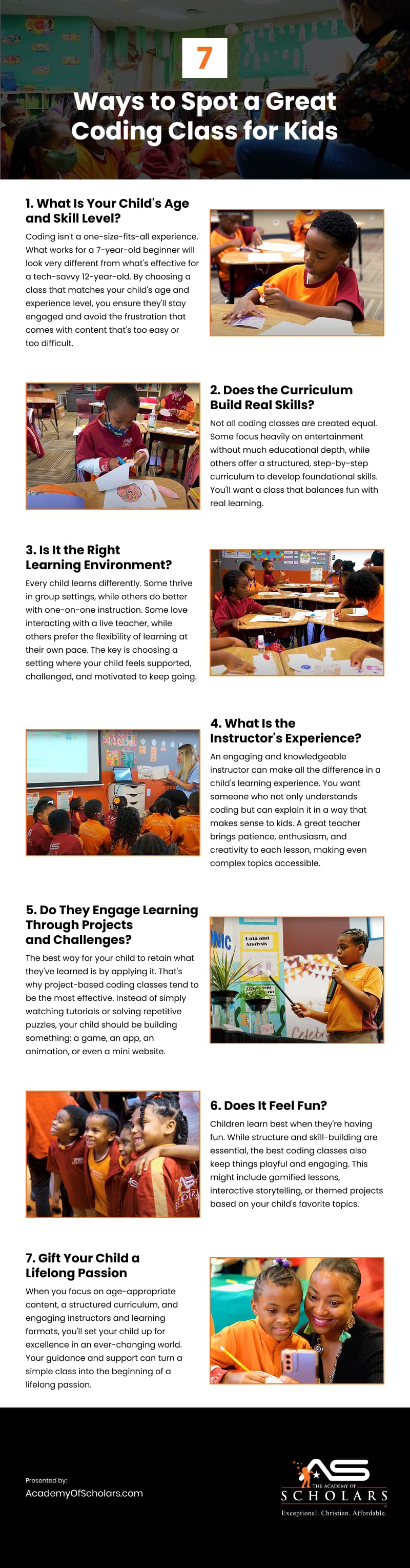 7 Ways to Spot a Great Coding Class for Kids Infographic